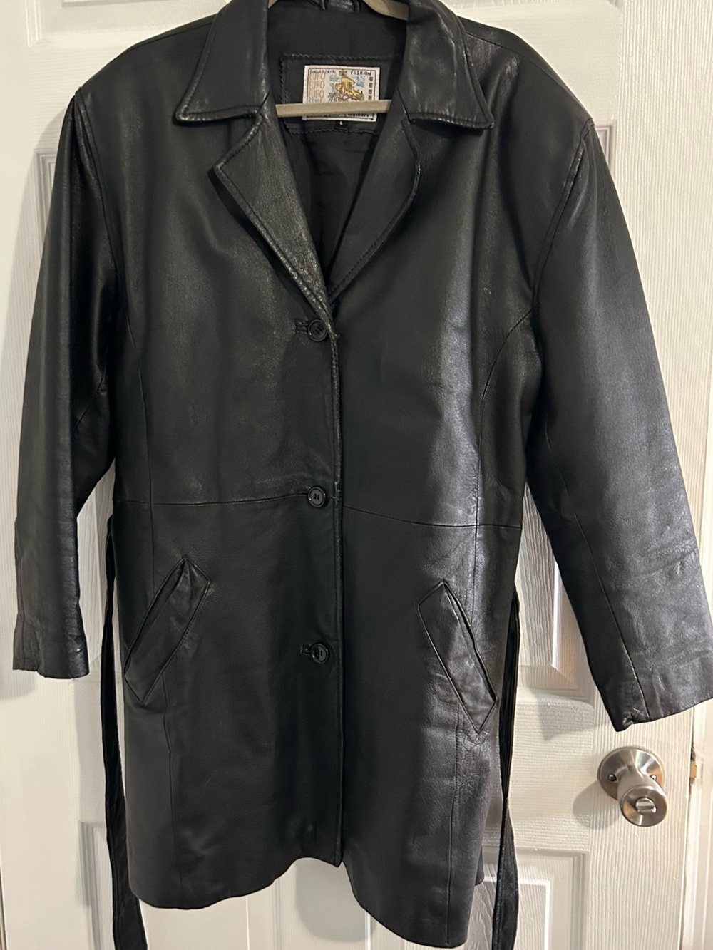 Black Leather Long Coat Jacket